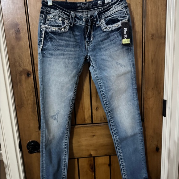 Miss Me Distressed Blue Skinny Jeans - Picture 1 of 3